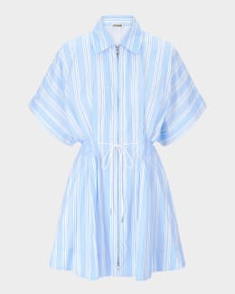 STAUD Wells Striped Sleeveless Fit &amp; Flare Dress | Neiman Marcus