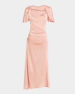 structured drop waist dress Gathered Waist Midi Dress main image 1