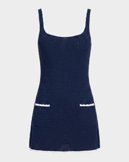 SEROYA Malkie Crochet Tie-Strap Mini Dress | Neiman Marcus