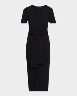frame rib dress Ribbed-knit midi dress - dark green