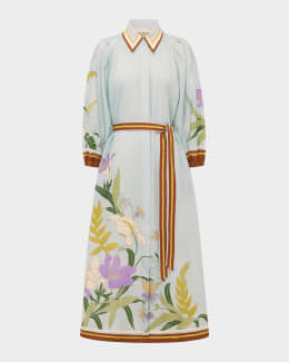 chinese dress ladies Black And White Embroidered Toucan Euroflax™ Premium Linen Sleeveless Maxi  Dress main image 0
