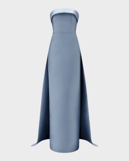 amsale faille deep v-neck dress Amsale Women's Faille Deep V-Neck Dress - Black