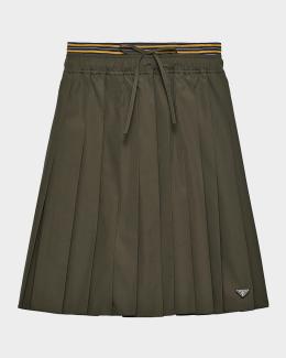 Max Mara Baschi Waist-Sash Pleated Taffeta Midi Skirt | Neiman Marcus