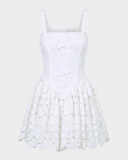 NICHOLAS Elisabeth Pleated Lace Halter Midi Dress | Neiman Marcus