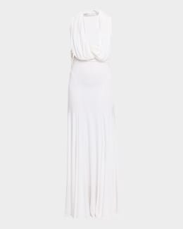 Christopher Esber Ruched Paisley Cutout Maxi Bubble Dress | Neiman Marcus