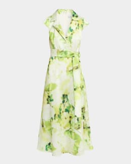 Badgley Mischka Strapless Ruffle-Trim Pleated Chiffon Gown