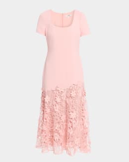 badgley mischka laser-cut floral fit-&-flare dress Badgley Mischka Laser A-Line Mini Dress