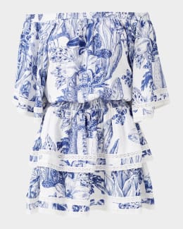 Melissa Odabash Petra Crochet Belted Mini Dress Coverup | Neiman Marcus