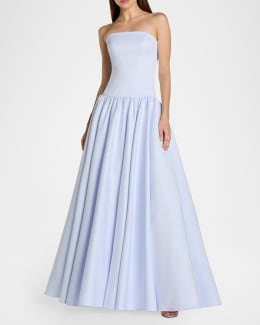 milly petunia strapless lace a-line midi dress Petunia Lace Gown Rose Quartz / 4