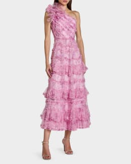 sachin and babi light blue dress Mac Duggal Square Neck Pearl Trim Tulle Midi Dress at CoolSprings Galleria  in Franklin, TN
