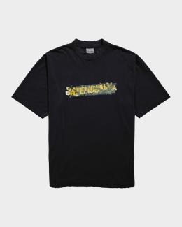 Palm Angels Men's Neck-Logo Crewneck T-Shirt | Neiman Marcus