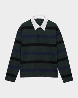Prada Men's Striped Cotton Pique Polo Shirt | Neiman Marcus