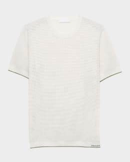 Prada Men's Striped Cotton-Linen Knit Sweater | Neiman Marcus
