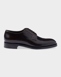 Prada Men's Shuffle Antiqued Leather Boat Shoes - Brown - Size 12