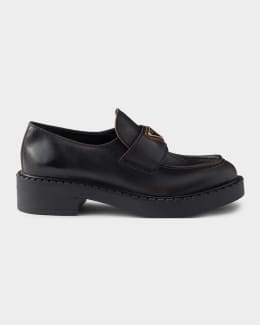 Prada Monolith Brushed Leather Lace-Up Shoes | Neiman Marcus
