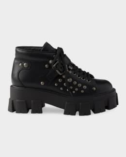 Prada Leather Front-Zip Ankle Boots | Neiman Marcus
