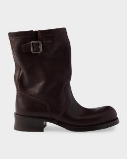 Prada Leather Front-Zip Ankle Boots | Neiman Marcus