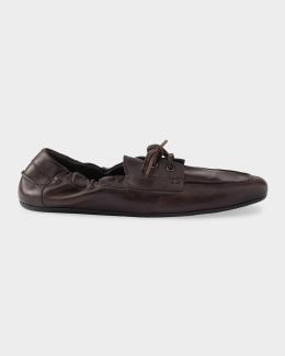 Prada Men's Antiqued Leather Lace-Up Shoes | Neiman Marcus