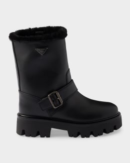 Prada Leather Front-Zip Ankle Boots | Neiman Marcus