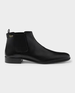 Prada Leather Front-Zip Ankle Boots | Neiman Marcus