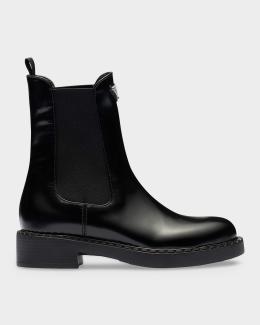 Prada Brushed Leather Chelsea Boots | Neiman Marcus