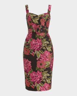 knee length dresses for ladies Baltic Born Womens Fabian Jacquard Midi Dress | Blue Floral main image 0