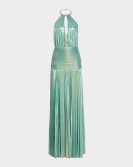 Zoa Strapless Lamé Twisted-Bodice Gown