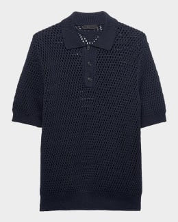 Prada Men's Pique Polo Short-Sleeve Shirt | Neiman Marcus
