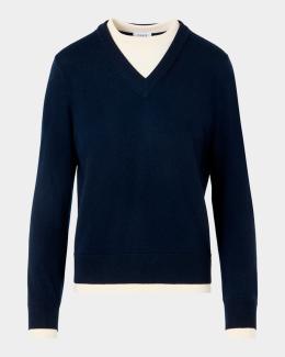 LOEWE Draped V-Neck Sweater | Neiman Marcus