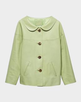Prada Vintage Leather Double-Breasted Coat | Neiman Marcus