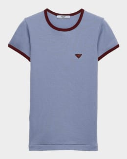 Prada Striped Logo Cotton Jersey Tank Top | Neiman Marcus