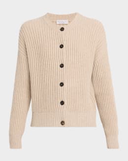 BRUNELLO CUCINELLI アイボリー カーディガン Brunello Cucinelli Cashmere Cardigan with Swarovski® Crystals
