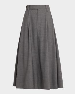 Brunello Cucinelli Donegal Wool Tweed Pleated Midi Skirt | Neiman
