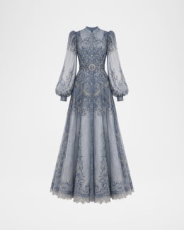 mac duggal flutter sleeve formal appliqu maxi dress Mac Duggal Embroidered Floral Appliqu Flutter Sleeve Gown