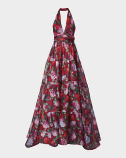 carolina herrera floral-embroidered tulle midi dress Carolina Herrera Floral-Embroidered Tulle Midi Dress