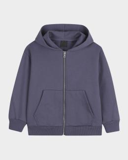 Givenchy Boy's Couture Seam Logo Zip-Front Hoodie, Size 8-12