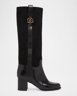 Saint Laurent Jill Smooth Leather Knee-High Boots | Neiman Marcus