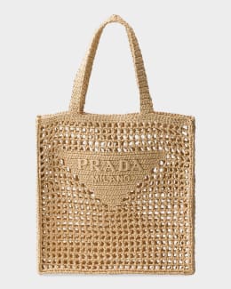 Prada Logo Crochet Tote Bag | Neiman Marcus