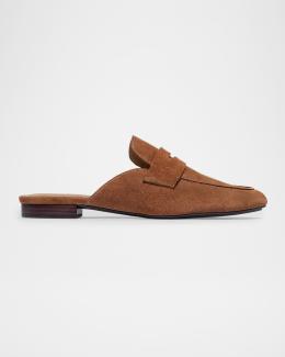 Bernardo Suede Penny Loafer Mules | Neiman Marcus display picture 1