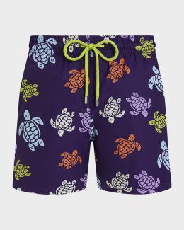 Vilebrequin Men's Mistral Embroidered X-Ray Seaweed Swim Shorts
