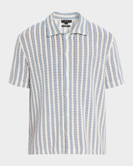 Jacquemus Men's La Chemise Plage Stripe Sailboat Short-Sleeve