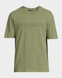 Balmain Men's Crystal Vintage Logo Crewneck T-Shirt | Neiman Marcus