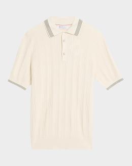 トップス 00s prada white cable knit polo Prada Men's Cashmere & Silk Polo Shirt | Neiman Marcus