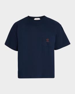 Saint Laurent Men's Embroidered Cassandre Logo T Shirt | Neiman Marcus