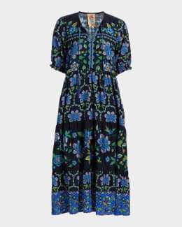 Johnny Was Mertina Embroidered Mesh Lace Dress | Neiman Marcus