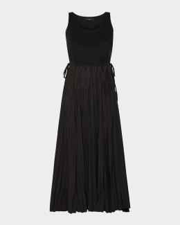 最終SALE✨EMPORIO ARMANI リネンブラウス　未使用】黒 Emporio Armani Viscose Jersey & Taffeta Midi Dress | Neiman Marcus