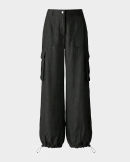 Cynthia Rowley Wide-Leg Drawcord Cargo Pants | Neiman Marcus