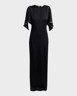 Stella McCartney Lace-Trim Silk V-Neck Midi Cami Dress | Neiman Marcus