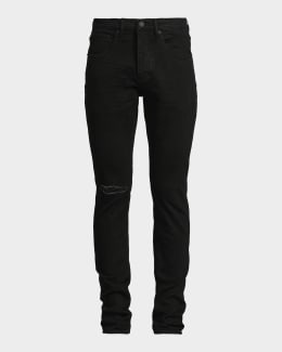 PURPLE Men's P002 Black Repair Slim Jeans | Neiman Marcus