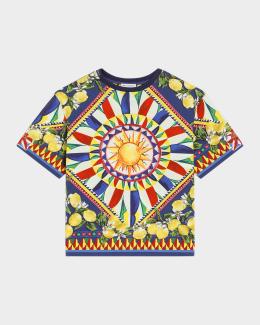 Dolce&Gabbana Boy's Carretto-Print Short-Sleeve T-Shirt, Size 8-14